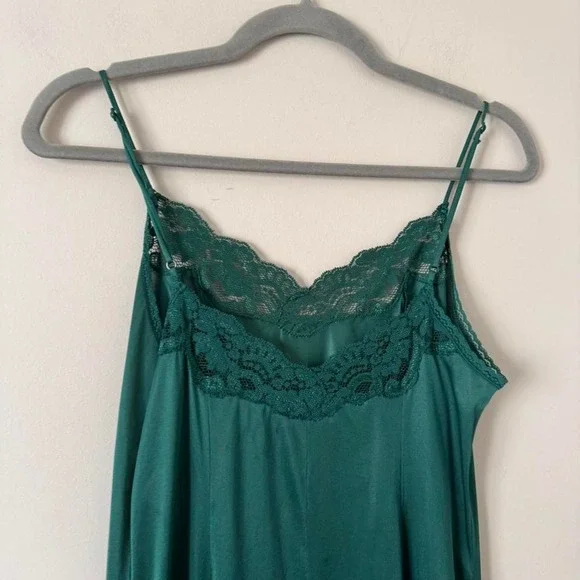 Green Vanity Fair Slip Medium Emerald Lace Dress - Picture 5 of 6
